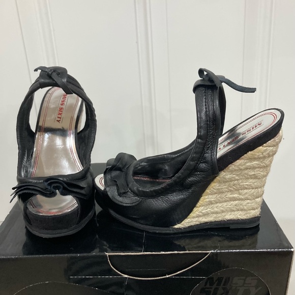 Cute Miss Sixty black wedges. - Picture 3 of 5